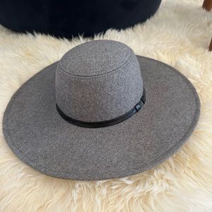 Anthropologie wide brim grey hat